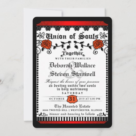 Invitation L'Union des âmes blanches et rouges avec (Dos)