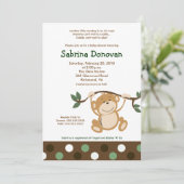 Invitation LUNKEY PLAY 5x7 Baby shower Brown/vert (Debout devant)