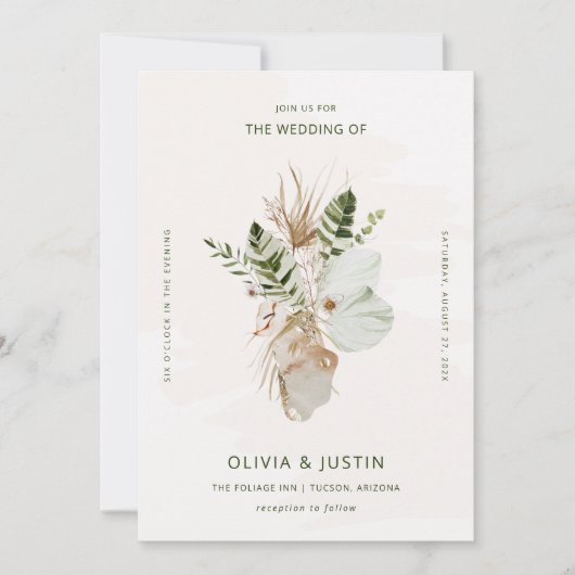 Invitation Lush Boho | Mariage botanique tropical (Devant)