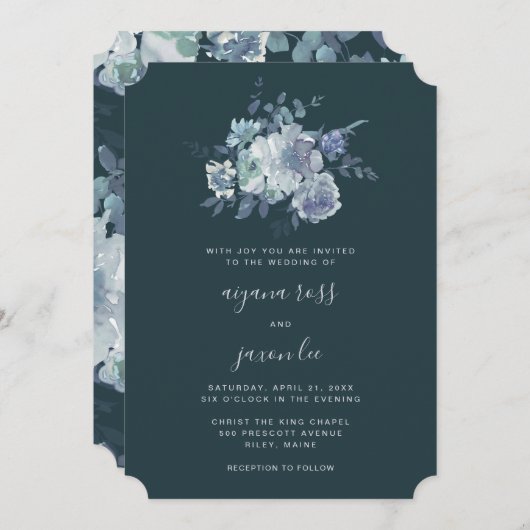 Invitation Lush et Moody Peony Bouquet Mariage (Devant / Derrière)