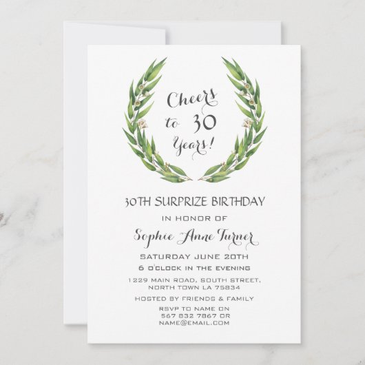 Invitation Lush Eucalyptus Foliage Wreath 30e anniversaire (Devant)