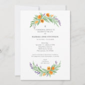 Invitation Lush Minimalist Floral Oval Effect Photo Funeral  (Devant)