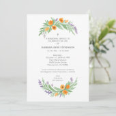 Invitation Lush Minimalist Floral Oval Effect Photo Funeral  (Debout devant)