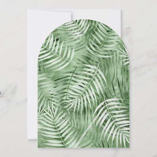 Invitation Lush Palm Leaf Mariage Moss Green Arch ID956 (Dos)