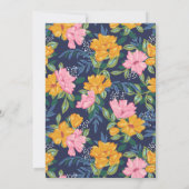Invitation Lush Pink Yellow Flowers Dark Blue Wedding (Dos)