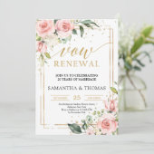 Invitation Lush rose floral rose fleuri or renouvellement voe (Debout devant)