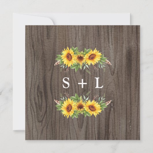 Invitation Lush Russe Aquarelle Mariage de tournesols (Dos)