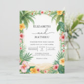 Invitation Lush Tropical Arch Bloom Mariage (Debout devant)