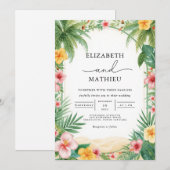 Invitation Lush Tropical Arch Bloom Mariage (Devant / Derrière)