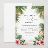 Invitation Lush Tropical Archway Romance Mariage (Devant / Derrière)