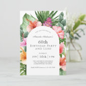 Invitation Lush Tropical Floral 60e anniversaire fête et Luau (Debout devant)