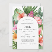 Invitation Lush Tropical Floral 60e anniversaire fête et Luau (Devant)