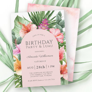 Invitation Lush Tropical Floral fête d'anniversaire et Luau