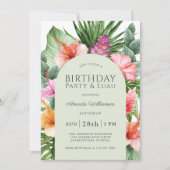 Invitation Lush Tropical Floral fête d'anniversaire et Luau (Devant)