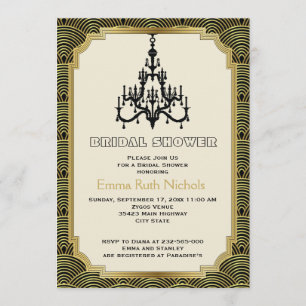 Invitation Lustre Art déco or mariage douche nuptiale