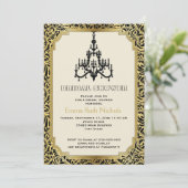Invitation Lustre Art déco or mariage douche nuptiale (Debout devant)