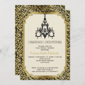 Invitation Lustre Art déco or mariage douche nuptiale (Devant / Derrière)