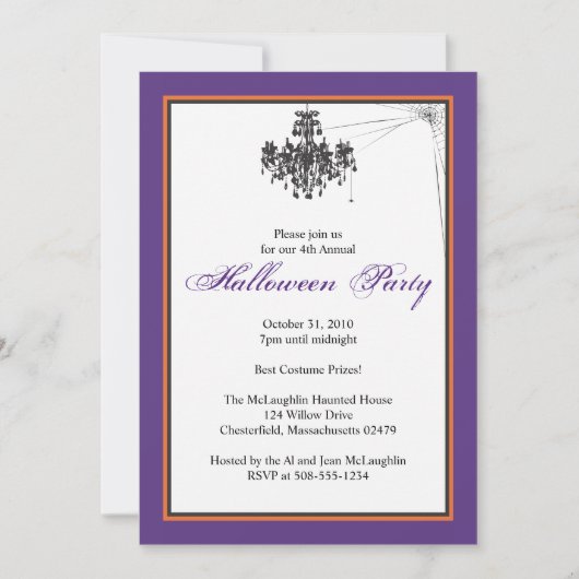 Invitation Lustre avec Cob Web Halloween Party (Devant)