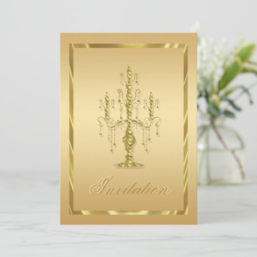 Invitation Lustre baroque doré (Debout devant)