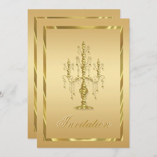 Invitation Lustre baroque doré (Devant / Derrière)