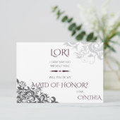 Invitation Lustre Baroque Prune Mariage Demande de Participat (Debout devant)