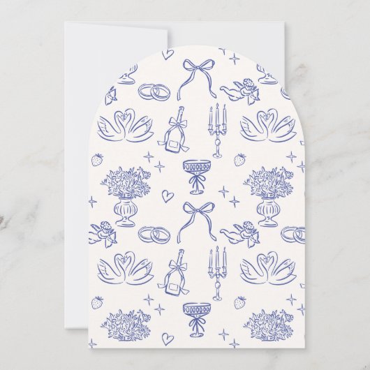 Invitation Lustre blanc, main bleu arc dessinée (Dos)