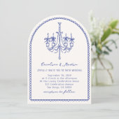 Invitation Lustre blanc, main bleu arc dessinée (Debout devant)