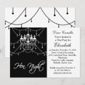 Invitation Lustre blanc sur la soirée noire Hen Night Party (Devant / Derrière)