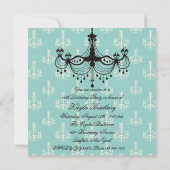 Invitation Lustre Bleu Cyan Fête Douce 16 (Dos)