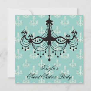 Invitation Lustre Bleu Cyan Fête Douce 16