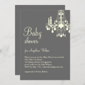 Invitation Lustre de bébé gris et jaune (Devant / Derrière)