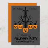 Invitation Lustre de fête d'Halloween noir et orange (Devant / Derrière)