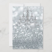 Invitation Lustre de fête glamour bokeh paillettes argentées  (Dos)