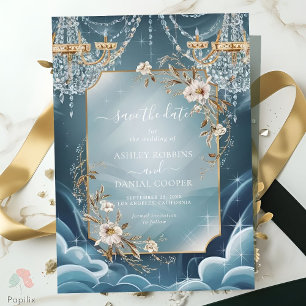 Invitation Lustre de luxe en cristal floral Enregistrer La Da