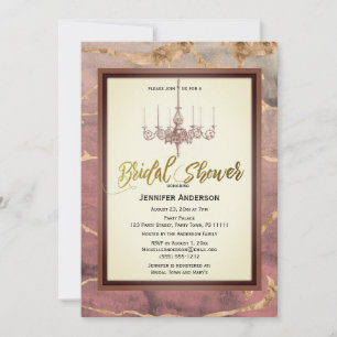 Invitation Lustre de Mariage Bougie d'Automne Marbre Or Vin