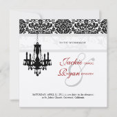 Invitation Lustre de mariage noir rouge argenté pour invitati (Devant)