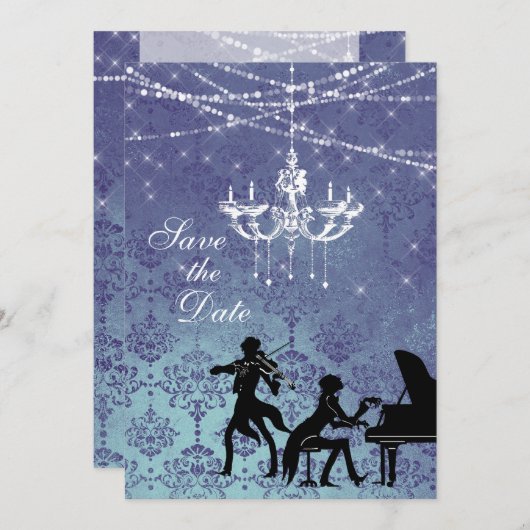 Invitation Lustre de musique classique vintage Enregistrer la (Devant / Derrière)