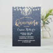 Invitation Lustre de Parties scintillant bleu Quinceanera Mod (Debout devant)
