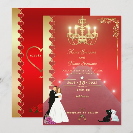 Invitation lustre doré (Devant / Derrière)