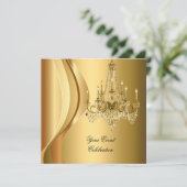 Invitation Lustre doré élégant pour fête (Debout devant)