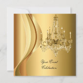 Invitation Lustre doré élégant pour fête (Devant)