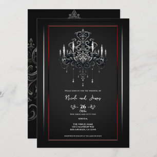 Invitation Lustre Éffrayant noir gris Mariage gothique