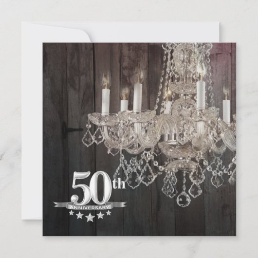 Invitation Lustre en bois de grange 50e anniversaire de Maria (Devant)