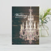 Invitation Lustre en bois de grange rustique pour mariage (Debout devant)