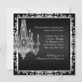 Invitation Lustre en Damas noir et blanc Fête d'anniversaire (Dos)