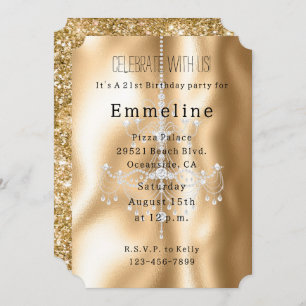 Invitation Lustre en diamants glam Gold Glitzy
