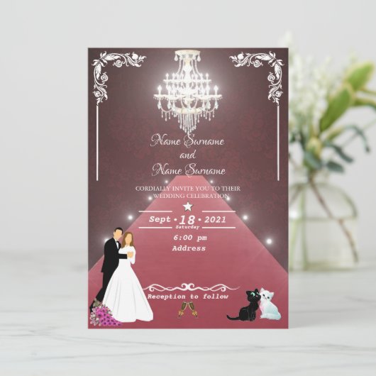 Invitation Lustre en moquette rouge (Debout devant)