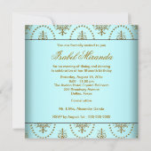 Invitation Lustre en or bleu turquoise Quinceanera (Dos)