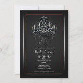 Invitation Lustre Épouvantable Gris Noir Rouge Mariage Gothiq (Devant)