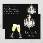 Invitation Lustre et fête du réveillon du Nouvel An (Devant / Derrière)